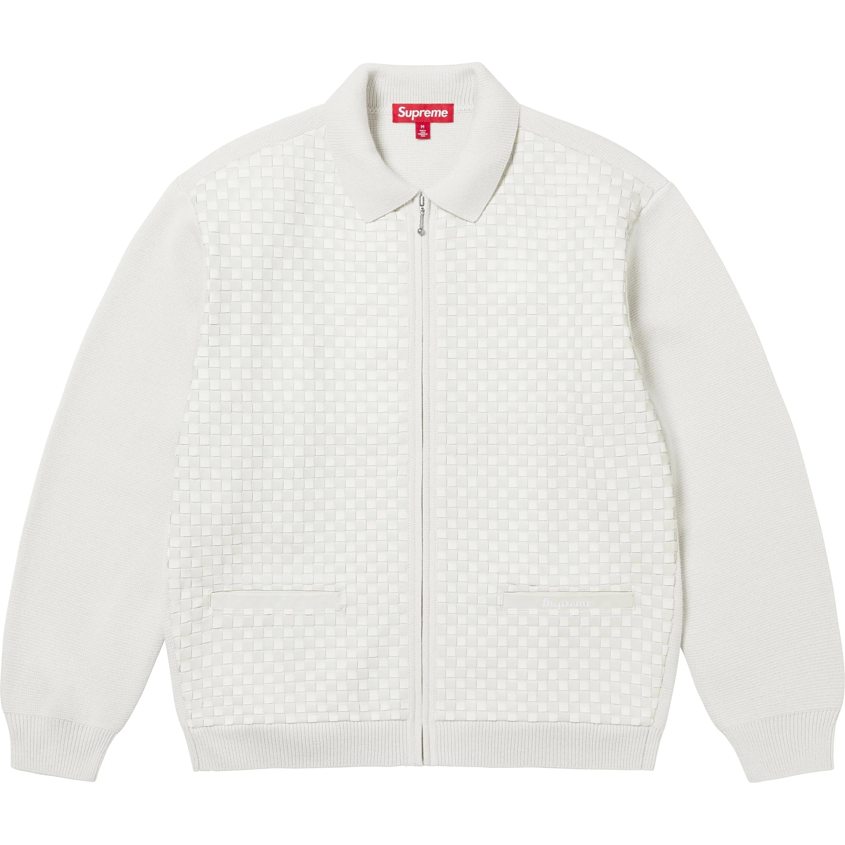 Woven Leather Zip Up Cardigan view 8
